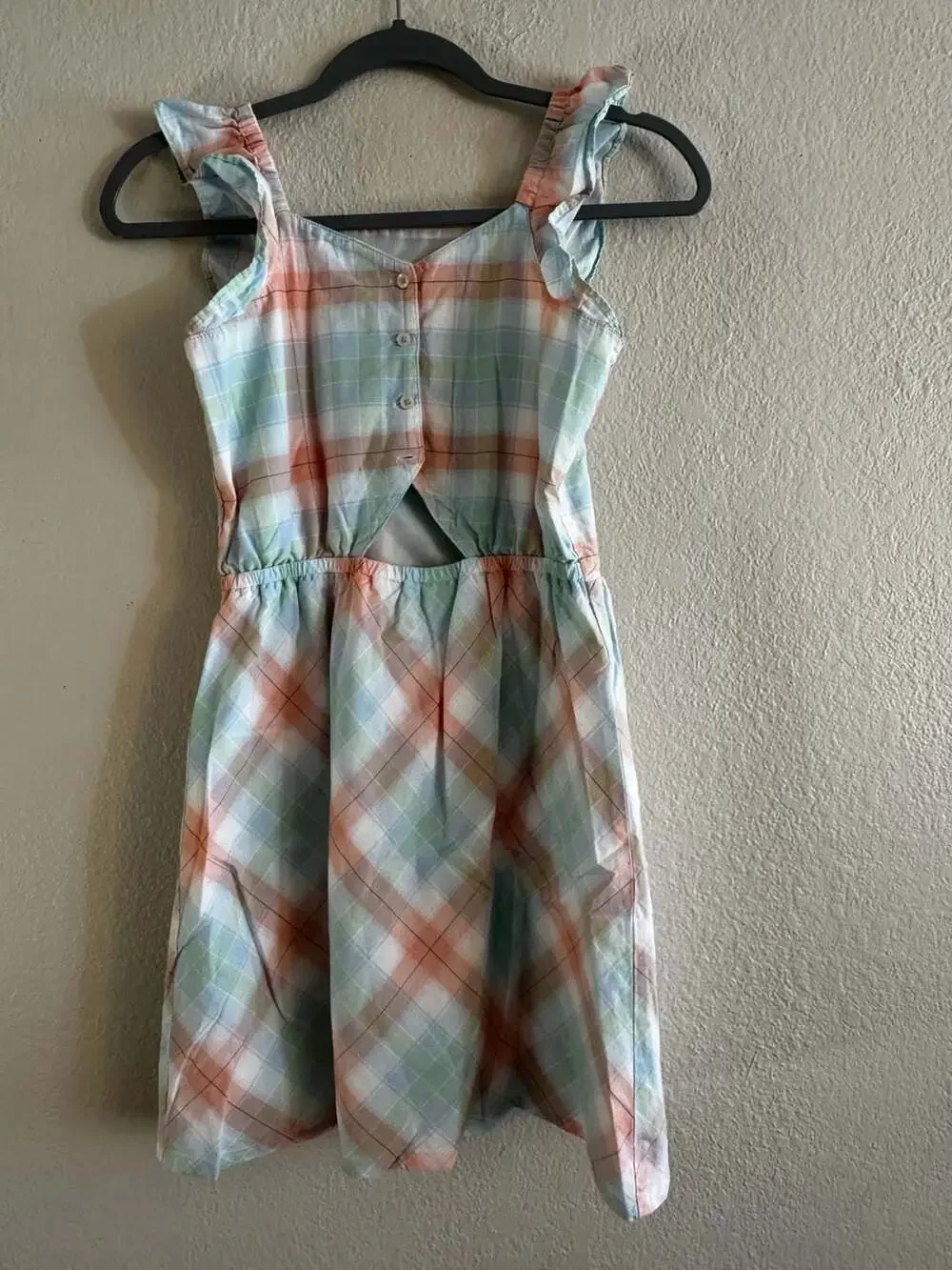 Carter’s Girls Size 12 Pastel Plaid Ruffle Strap Dress